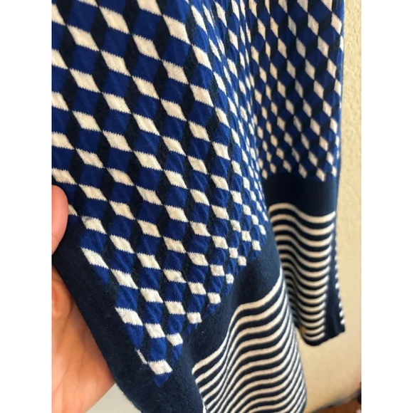 Women's Vintage Juicy Couture Navy & White Geometric Mini sweater Dress S - Picture 2 of 6